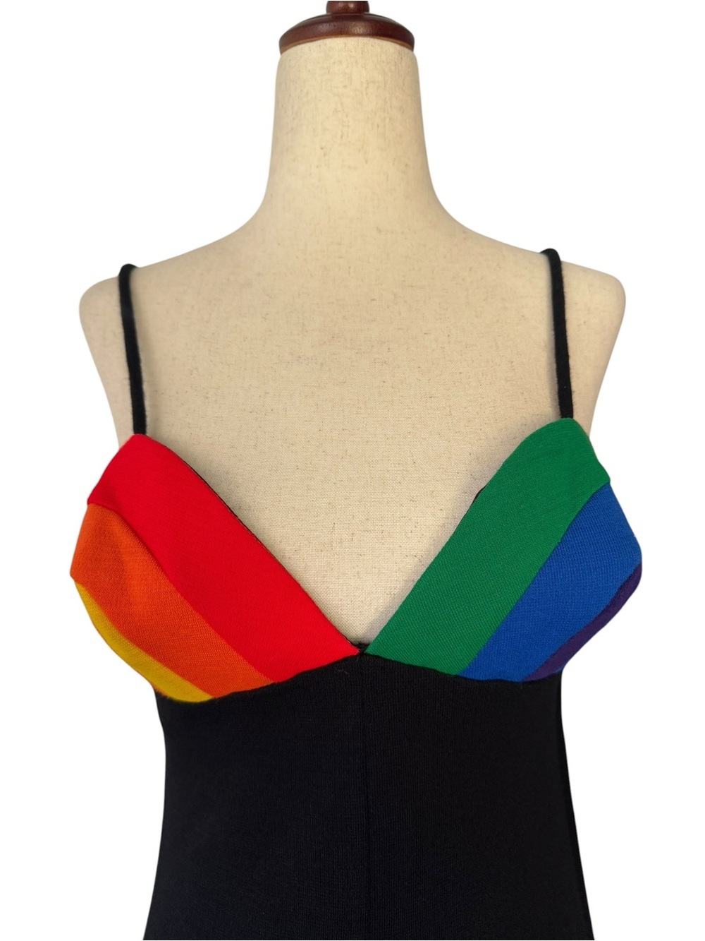 Vintage 70s Carol Paulson for Rainbow of California Black Maxi Dress Rare Mod S - Picture 4 of 14